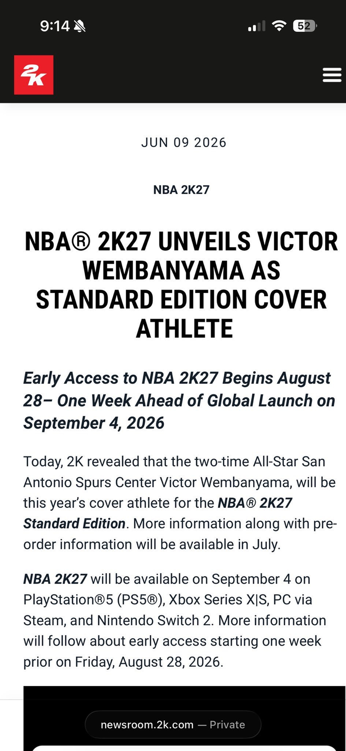开云体育下载部门-知情人爆料！文班亚马将成2K27封面球星：国际球员连续两年出镜|NBA2K27|NBA2K22|NBA|圣安东尼奥马刺队|NBA2K_新浪体育_新浪新闻
